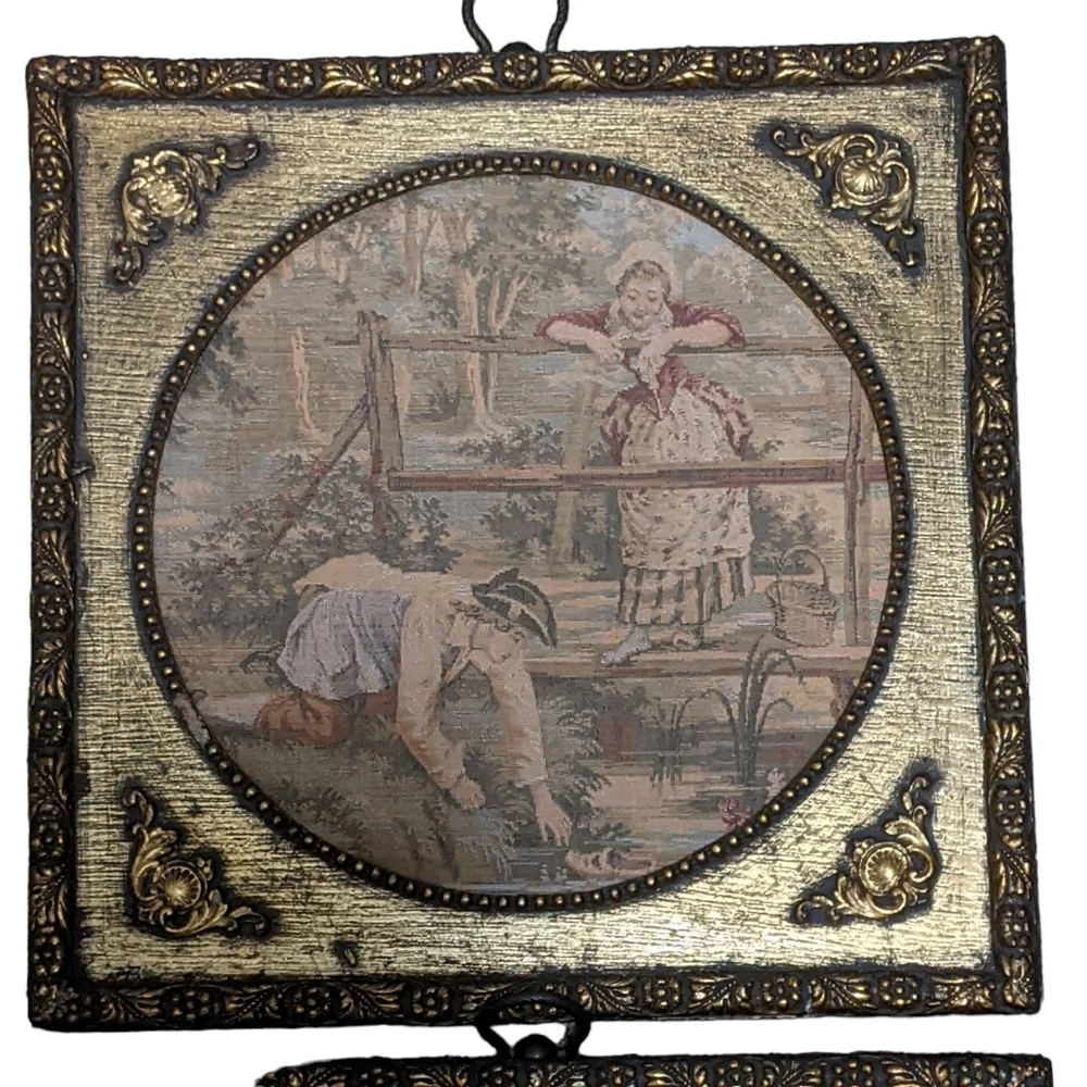 Tapestries needlepoint Sungot studio framed set of 2